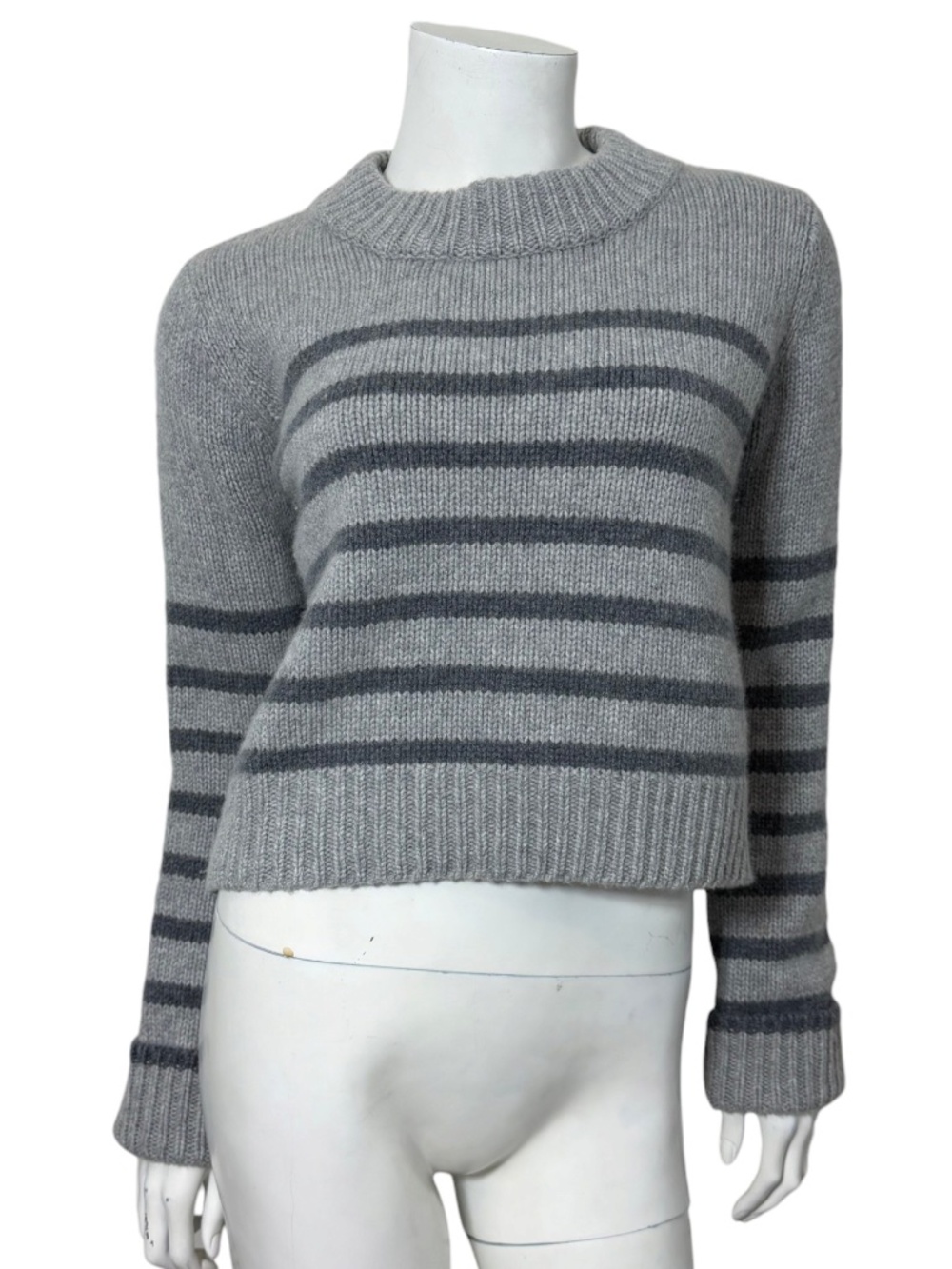 LA LIGNE Mini Toucan Sweater Striped Wool Cashmere Grey Charcoal Women Size XS